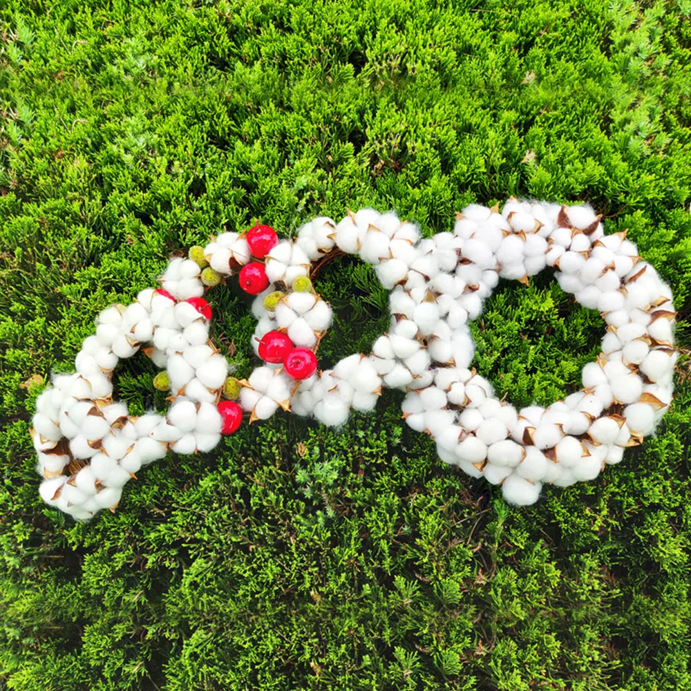 Искусственный венок красная ягодная гирлянда сушеный цветок хлопковый DIY