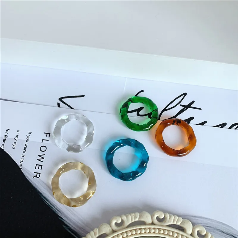 AOMU 2020 Новое цветное прозрачное стекло волнистое кольцо геометрическое для