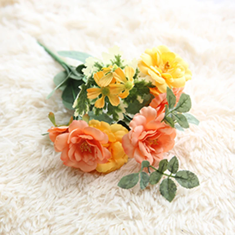 

Tea rose artificial plant artificial flower holiday party dance party wedding Christmas home decoration wall desktop bonsai