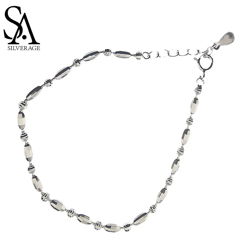 

SA SILVERAGE S925 Sterling Silver Sparkling Bracelet Series Korean Simple Flash Cut Olive Pearl Jewelry Wholesale Luxury Jewelry