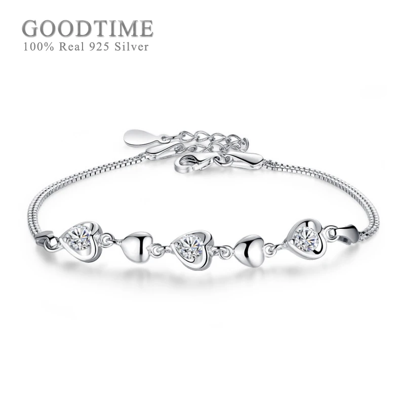 

Fashion Love Heart Bracelet For Women Pure 925 Sterling Silver Zircon Charm Bracelet Gift For Girl Silver Jewelry Accessories