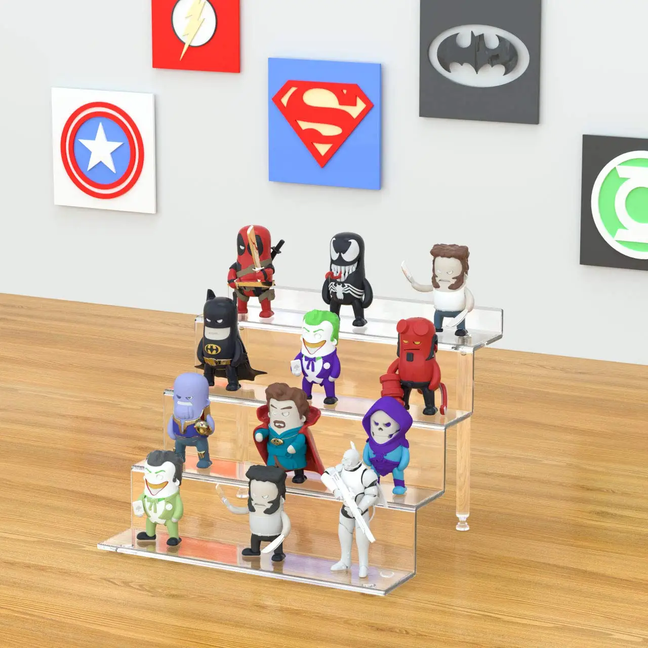 

Acrylic Riser Stand Shelf for Amiibo Funko Pop Figure Display, Steps Display for Decoration and Organizer