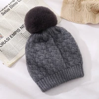winter hat pompom women knit acrylic beanie warm skiing outdoor accessory for teenagers girls