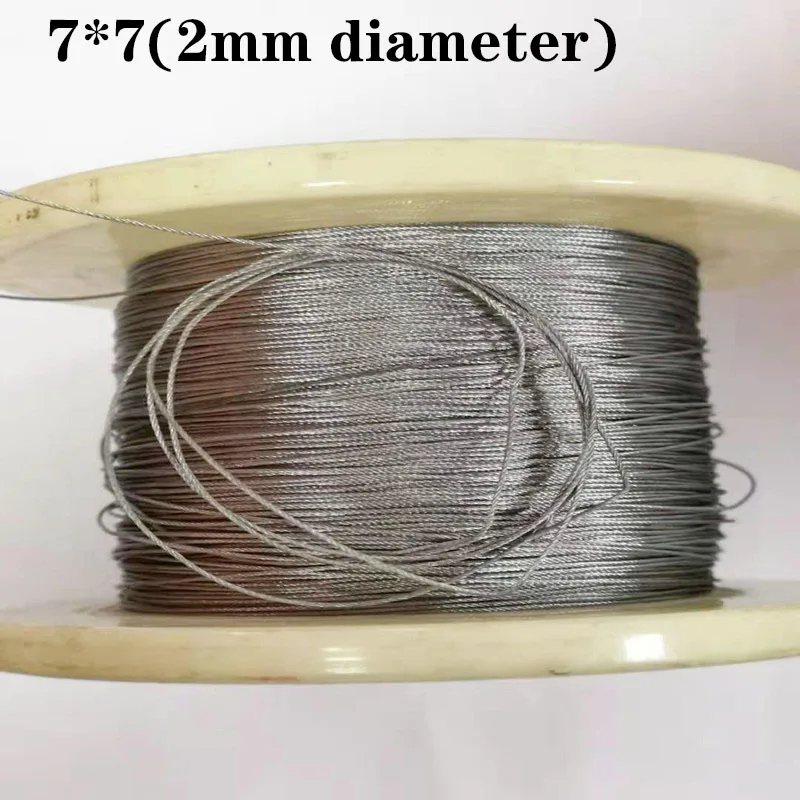 

50M/100M 2mm Diameter 7X7 Construction 304 Stainless steel Wire rope Alambre Softer Fishing Lifting Cable
