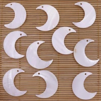 10 pcs natural white shell moon mother of pearl charms pendants 30x35mm 1 38%e2%80%9c