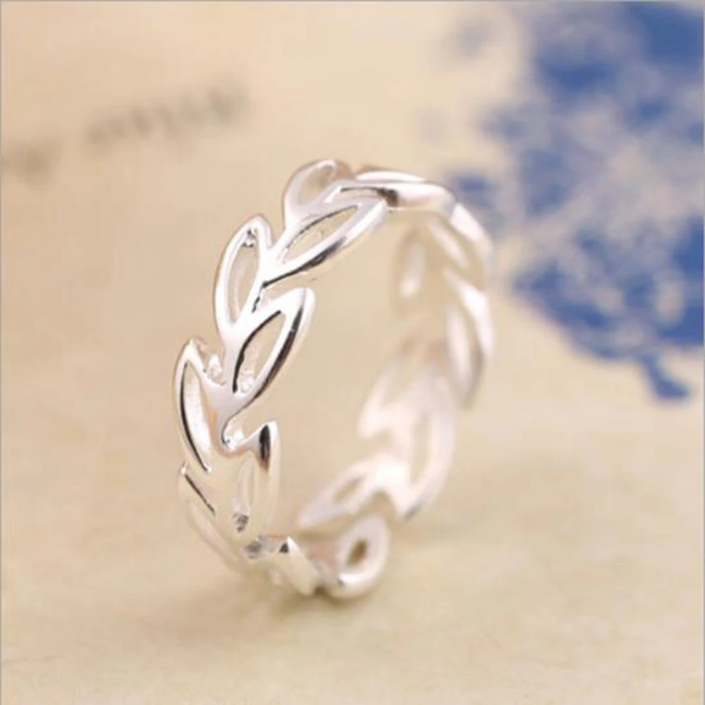 New 925 Silver Color Wedding Rings For Women Party Gift Fashion Sterling Jewelry Simple Hollow Leaves Open Ring Wholesale | Украшения и
