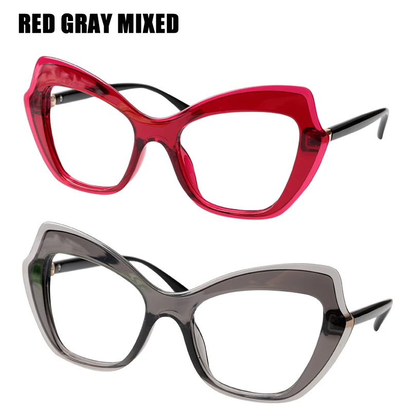 Red Gray Mixed SOOLALA бабочка рамка очки для чтения «кошачий глаз» Для женщин ретро Винтаж дальнозоркости Пресбиопии очки для чтения с чехол 0,5 до 4,0 - Цвет оправы: Red Gray Mixed