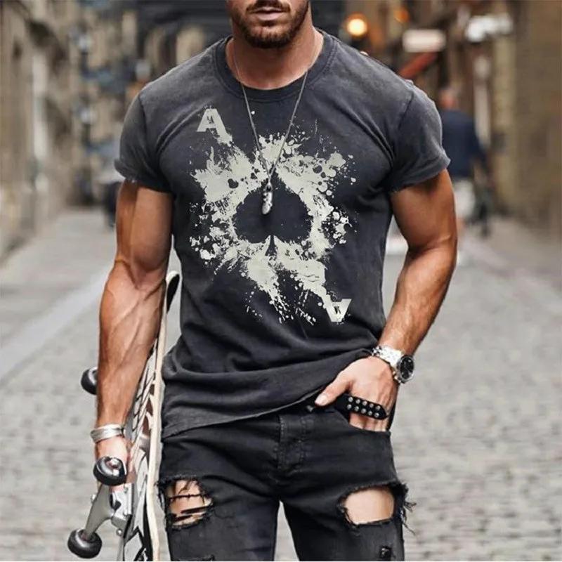 

Ace of spades summer new fashion T-shirt 3D printing playing cards quick-drying short-sleeved men's clothing