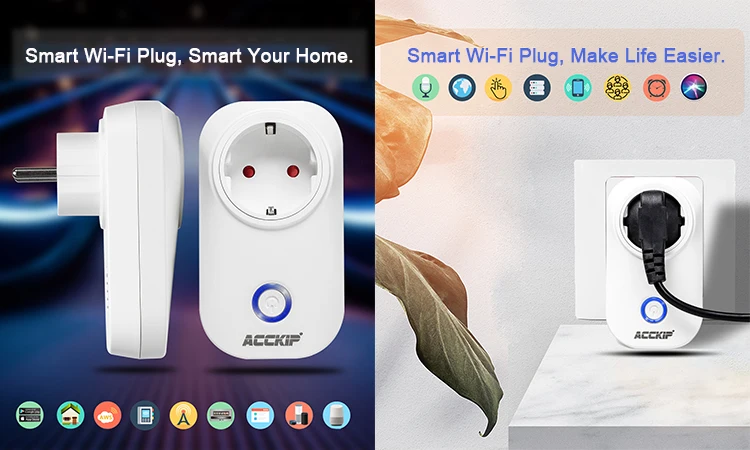 ACCKIP Европейская розетка WiFi умная розетка Голосовое управление настройка времени enchufe inteligente передник для розетки prise cpl wifi Европа