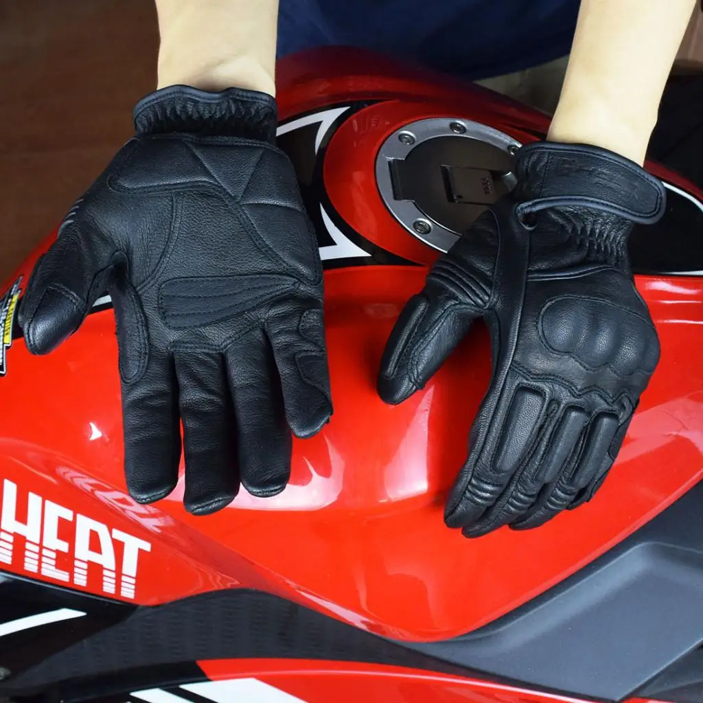 

Touch Screen Leather Motorcycle Full Finger Gloves Motorbike Racing Moto for sports, driving, hunting XL