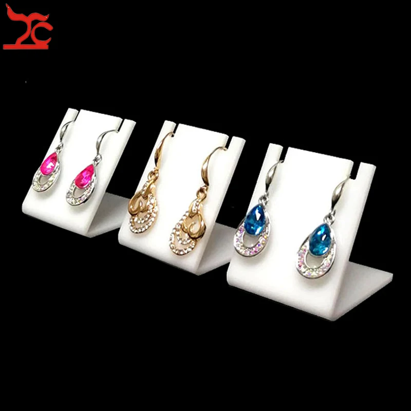 Мини-белая акриловая серьги показ драгоценностей стенд держатель L Форма