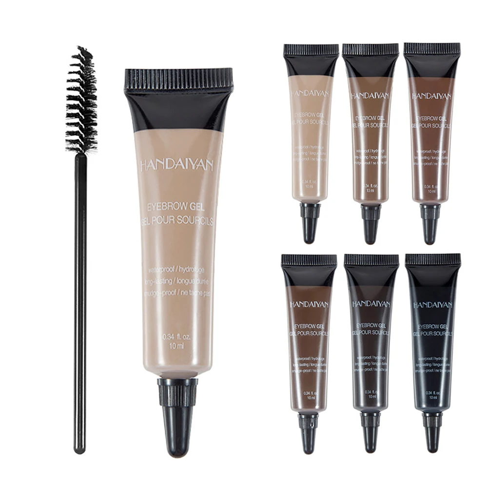 

HANDANYAN Eyebrow Enhancer Makeup Henna Eyebrow Gel 6 Color Black Brown Waterproof Liquid Eye Brow Tint Brush Sets