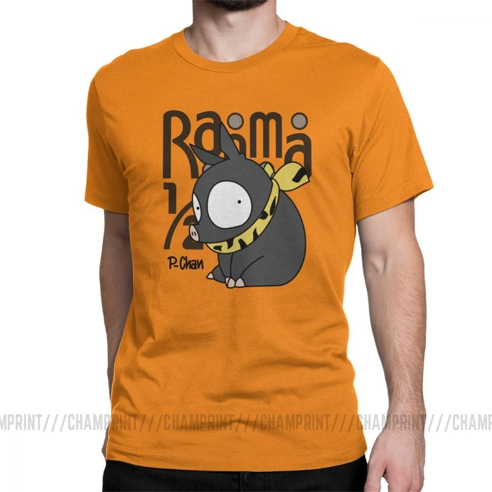 Men's P Chan Ranma 12 T Shirt Anime Akane P Chan Rumiko Martial Japanese Pig Cotton Short Sleeve Tees Birthday Present T-Shirt - Цвет: Оранжевый