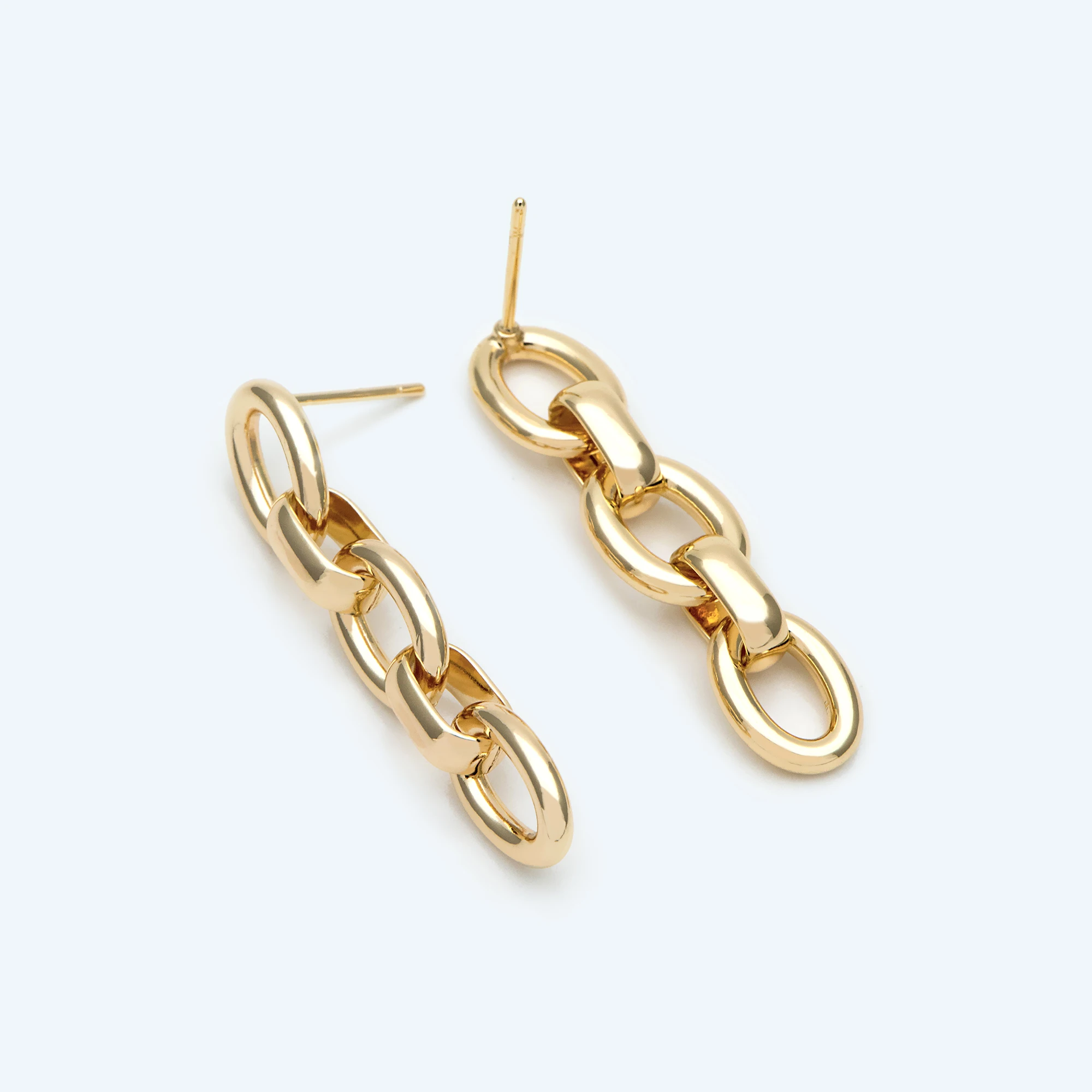 

4pcs Chain Link Earring Studs, 18K Gold Plated Brass, Oval Hoop Chain Ear Posts(GB-2652)