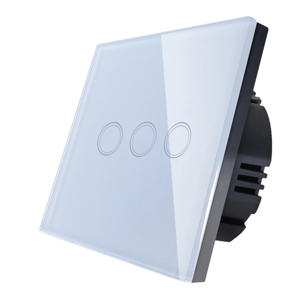 Wall Touch Switch EU/UK White Glass Panel Light Power AC220V 1 Gang Way Controler Smart Home Screen | Обустройство дома