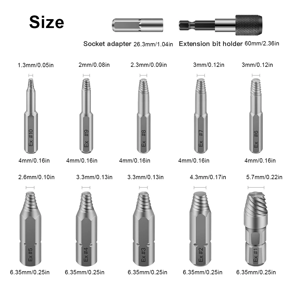 

Damaged Screw Extractor Remover Drill Bit Set Disassemble Screws Bolt Stud Slip Teeth Demolish Stripped Broken Remover Tools