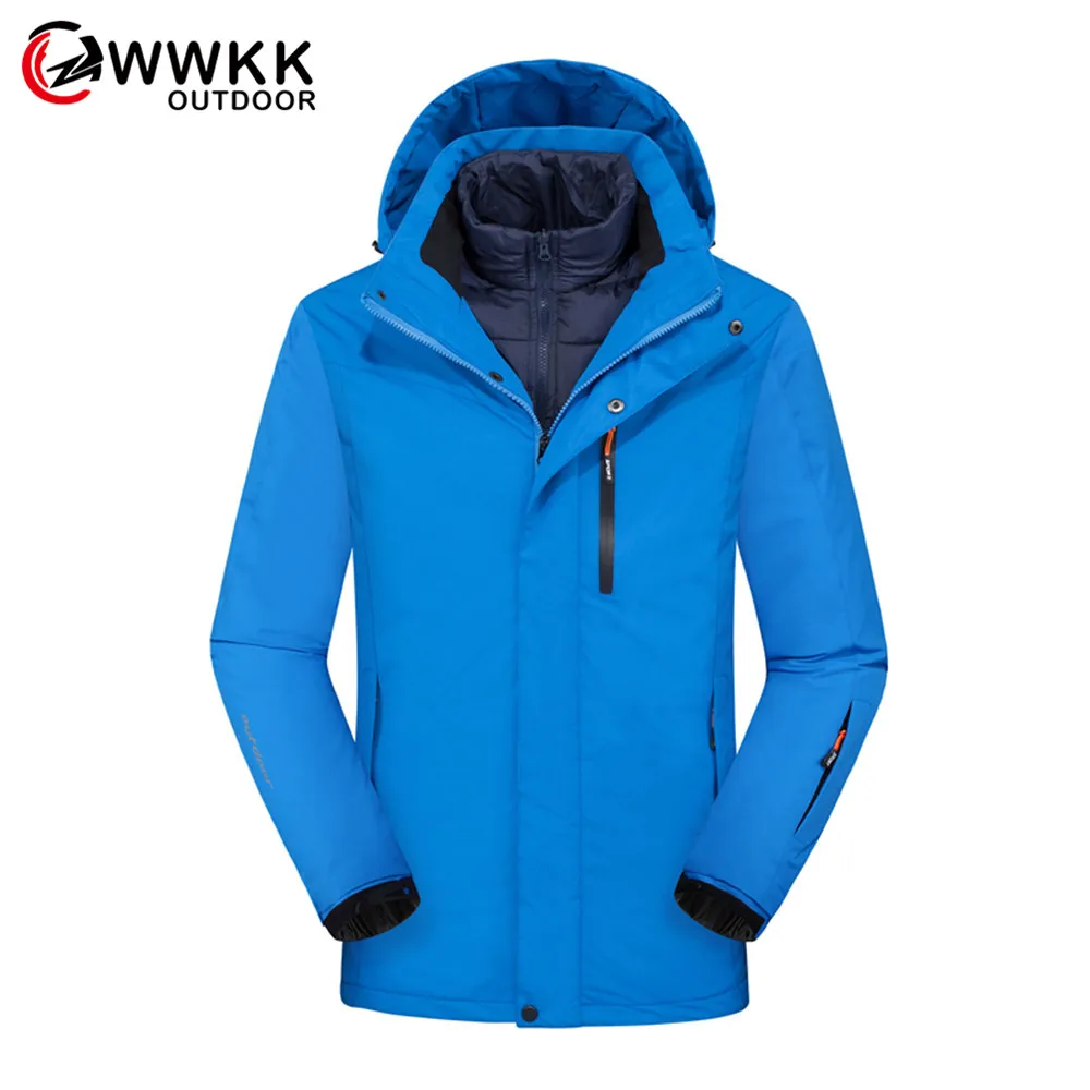 

WWKK New Men's Thicken Hooded Jacket Winter Mountain Camping Trekking Outdoo Jackets Man Outdoor Wear Male Windproof Warm Coats