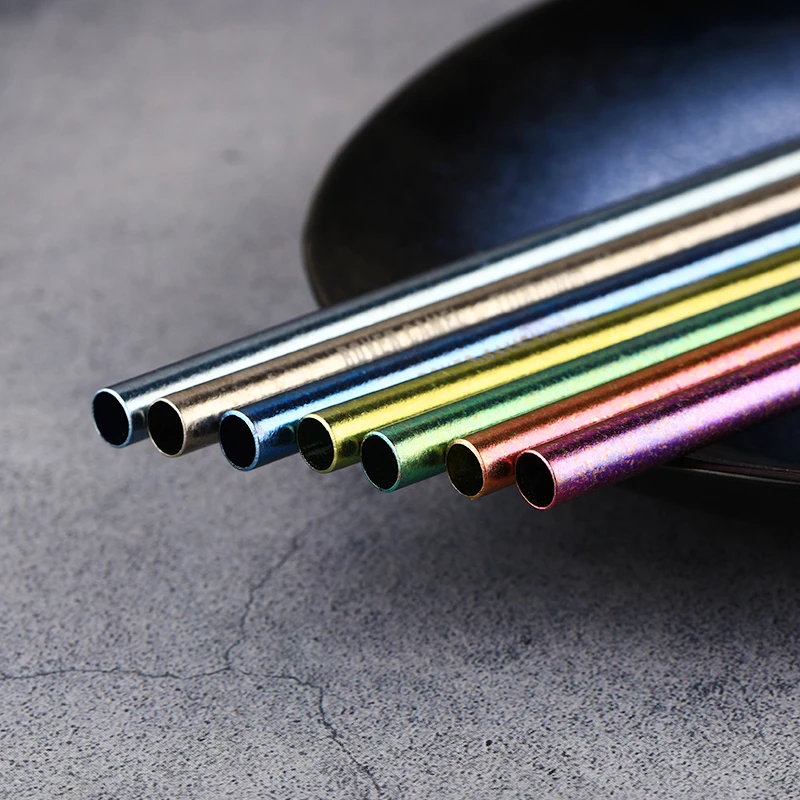 Прямая соломинка из титана многоцветная солома титанового сплава с чистящей