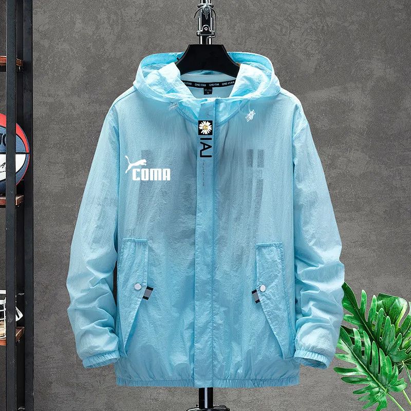 

2021Summer Men's And Women'sFashion QualityPrintedThinCoat Youth Outdoor Leisure Sports Zipper HoodedQuick-Drying SunscreenTop