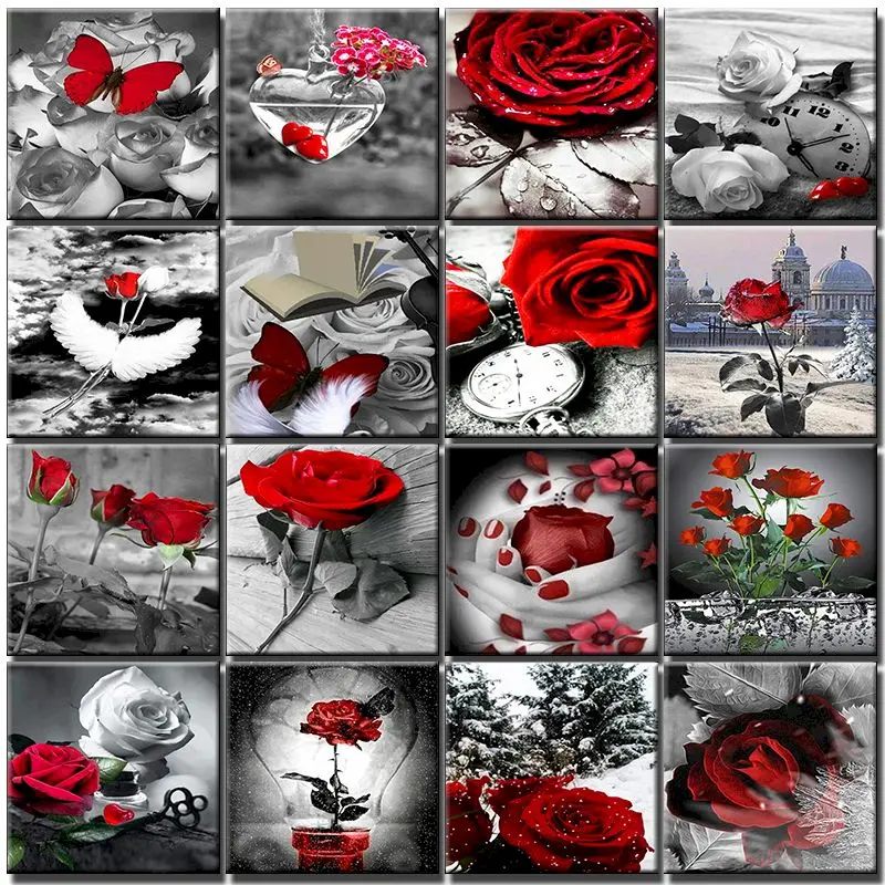 

Rose Coloring Flowers Frame Painting By Numbers Diy Full Set Acrylic Paint Unique Gift Oil Painting By Numbers Canvas Home Decor