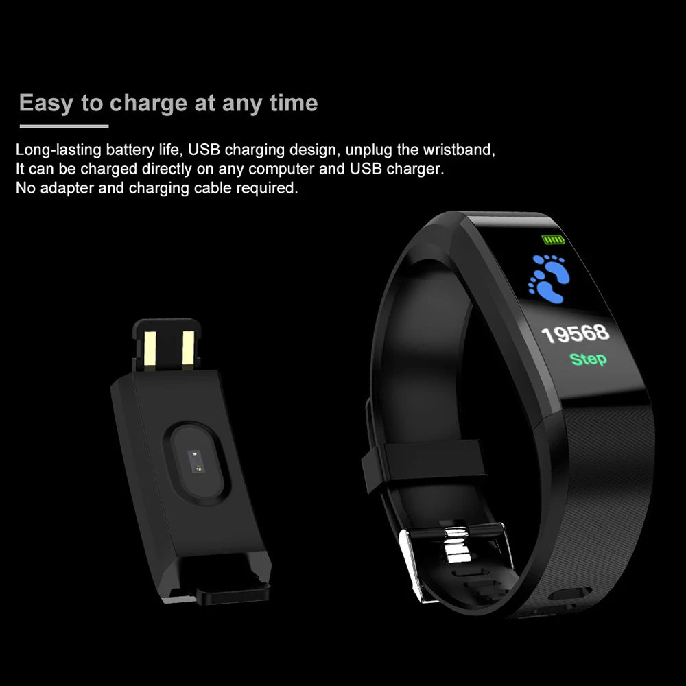 VIKEFON смарт-браслет id115 плюс цветной экран Спорт шагомер часы Smartband фитнес Traker Bluetooth водонепроницаемый смарт-браслет