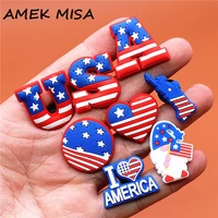 stars stripes style shoe charms accessories usa statue of liberty heart santa shoe buckle decorations fit kids x mas party gifts