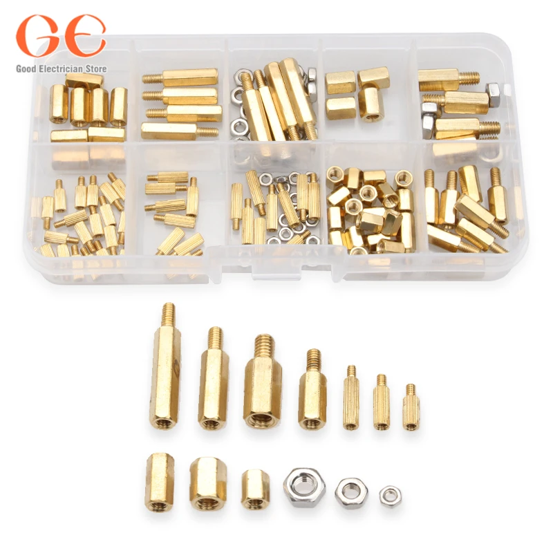 

145PCS Brass Pillar Single/Double Head Hexagonal Cylinder Yellow M2/M3/M4 Stainless Steel Hex Screw Bolt bolts and nuts