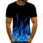Мужская футболка с принтом пламени, рубашка с круглым вырезом и коротким рукавом 3D, уличная мода, футболка большого размера, новинка 2021