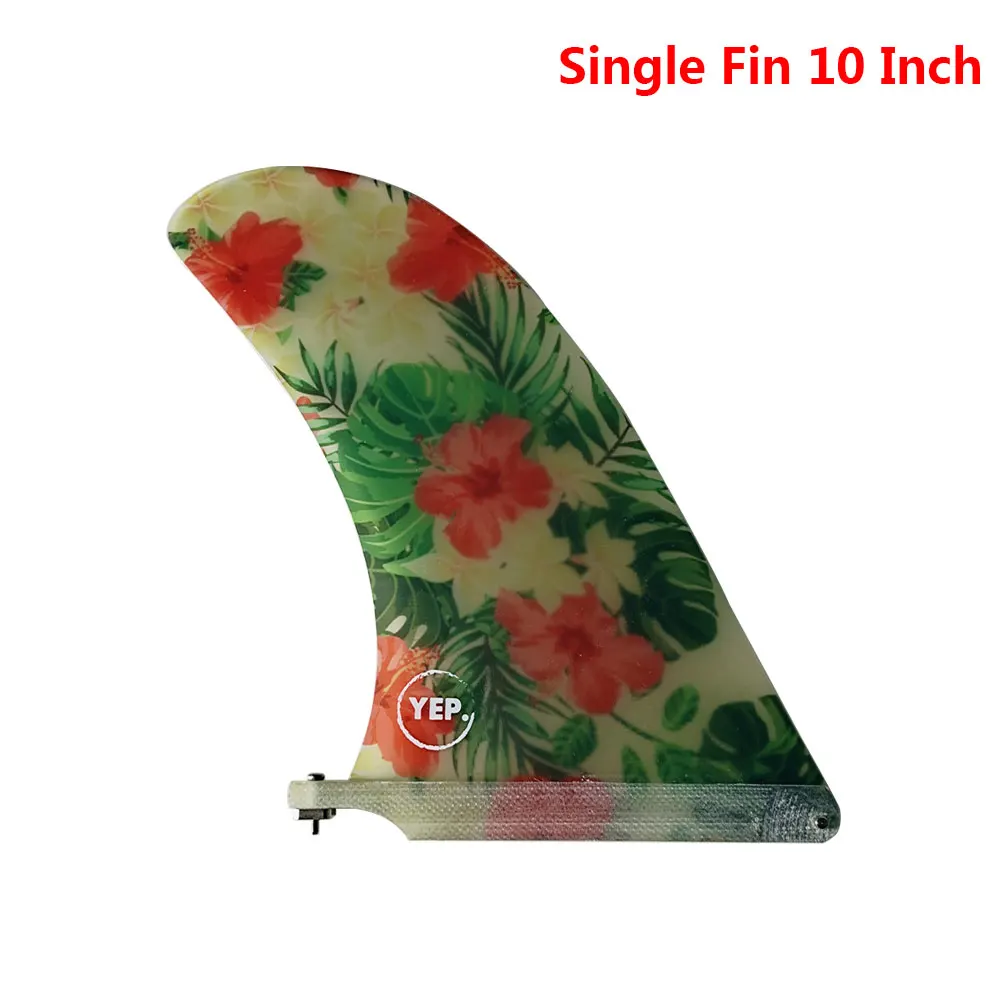 Single Fin Fiberglass 10 inch  Surf Fin Surfboard Fin Polished flower pattern 10 inch Longboard Fin