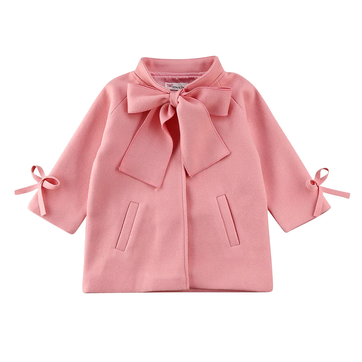 Cute Toddler Kids Baby Girls Overcoat Woolen Bowknot Single Breasted Coat For Girl Outerwear Winter Warm Clothes Snowsuit 2-8 T | Детская