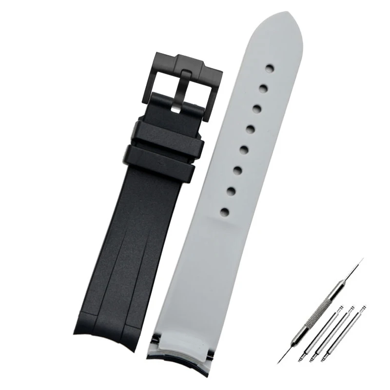 20mm 22mm Rubber Watch Strap Double Color Curved End Silicone Watchband Replacement Wristband For Omega Brand Watch Band