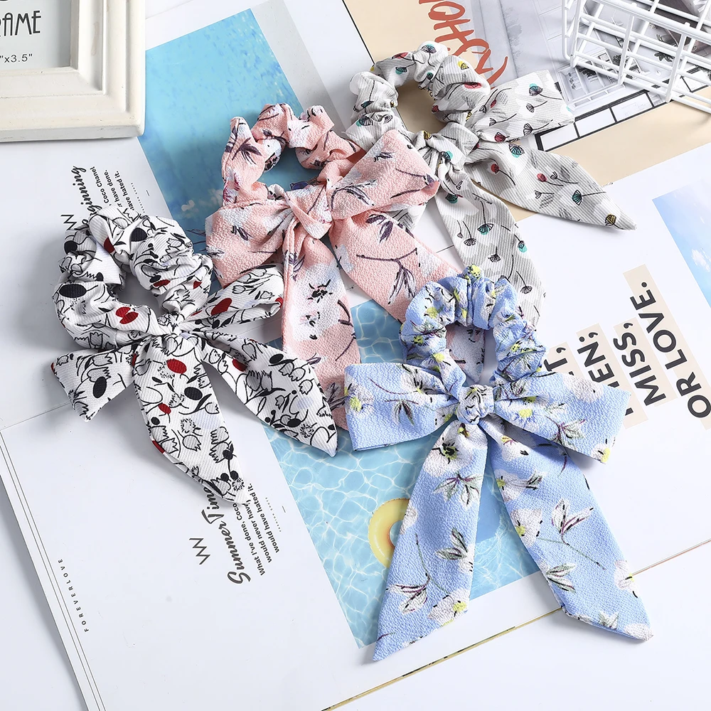 Женская резинка для волос AWAYT в богемном стиле с бантом однотонная хвоста