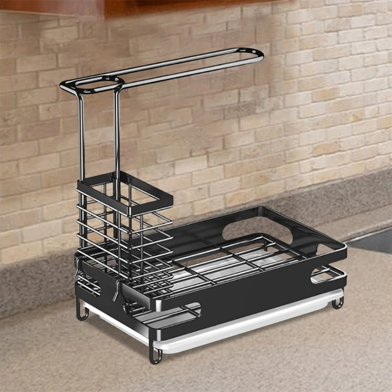 

Сливная стойка для смесителя раковины из нержавеющей стали 304 черного цвета с держателем для палочек для еды со съемной пластиной