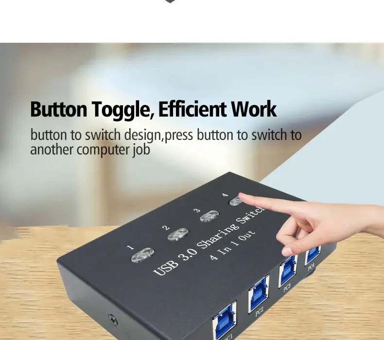 IT-well USB 3,0 распределительный переключатель KVM коммутатор адаптер коробка 4 компьютера общий доступ 1 USB устройство концентратор для мыши Клавиатура Сканер Принтер
