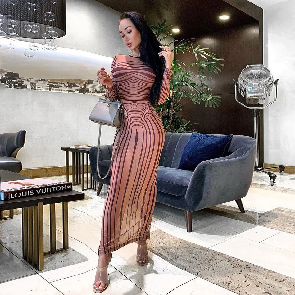 2021 новые летние Для женщин сексуальная перспектива длинное платье бодикон с