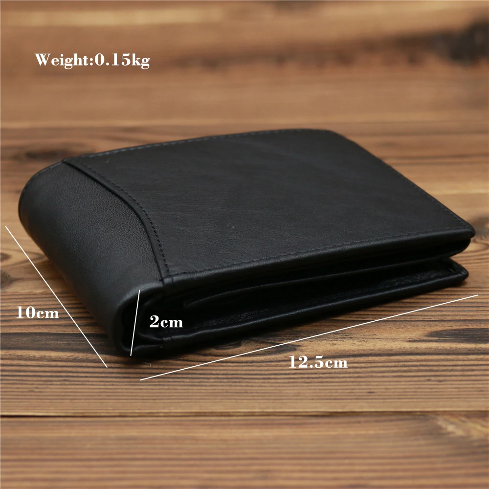 Men Genuine Leather Wallet Short Slim Male Purses Money Cash Credit Card Holders Coin Pocket Men Wallet Money Bag Fashion Black