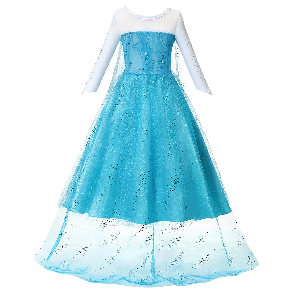 Queen Elsa Dress for Girls Princess Party Fancy Costume Long Sleeve Crystal Halloween Carnival Frozen Cosplay Clothing | Детская одежда