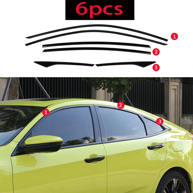 Для Honda Civic 10 2016 2017 2018 2019 2020 черная отделка для подоконника из нержавеющей стали