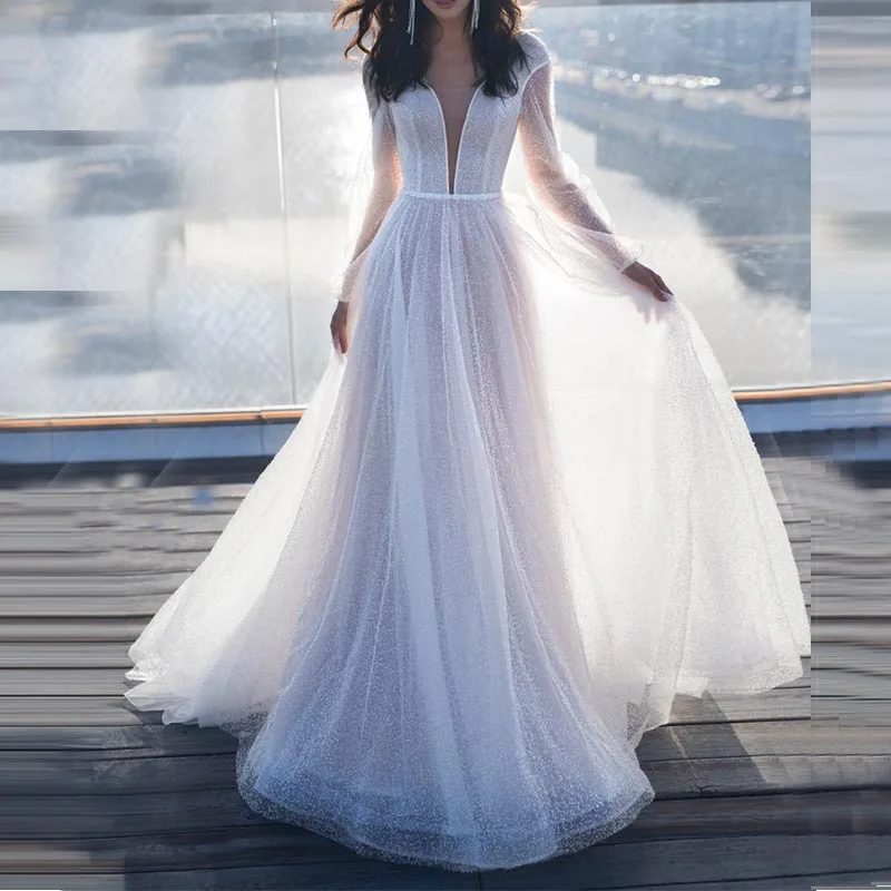 Платье с длинными рукавами элегантные блестящие вечерние длинные платья