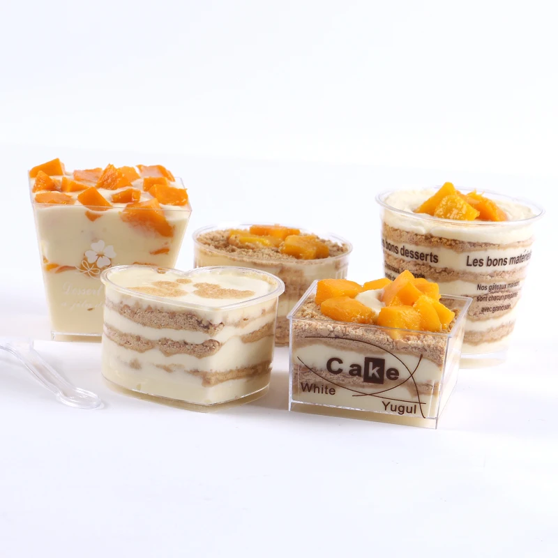 

50pcs Birthday Wedding Christmas Party Favors Baking Dessert Box Ice Cream Pudding Cake Transparent Hard Plastic Cup With Lid