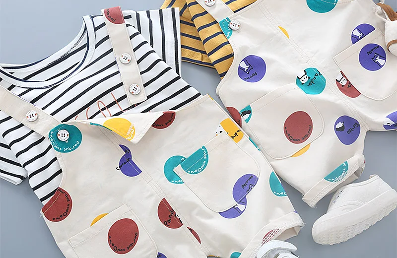 Модная детская одежда комбинезон для маленьких девочек и мальчиков комплект