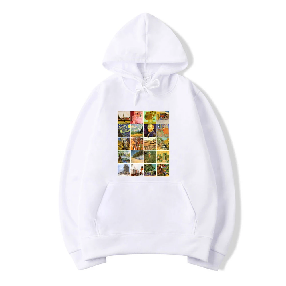 

Funny Men's Women Hoodie Sweatshirt Harajuku Vogue Casual Tops Men Clothes Van Gogh Oil Print Hooded Long Sleeve Sweashirt