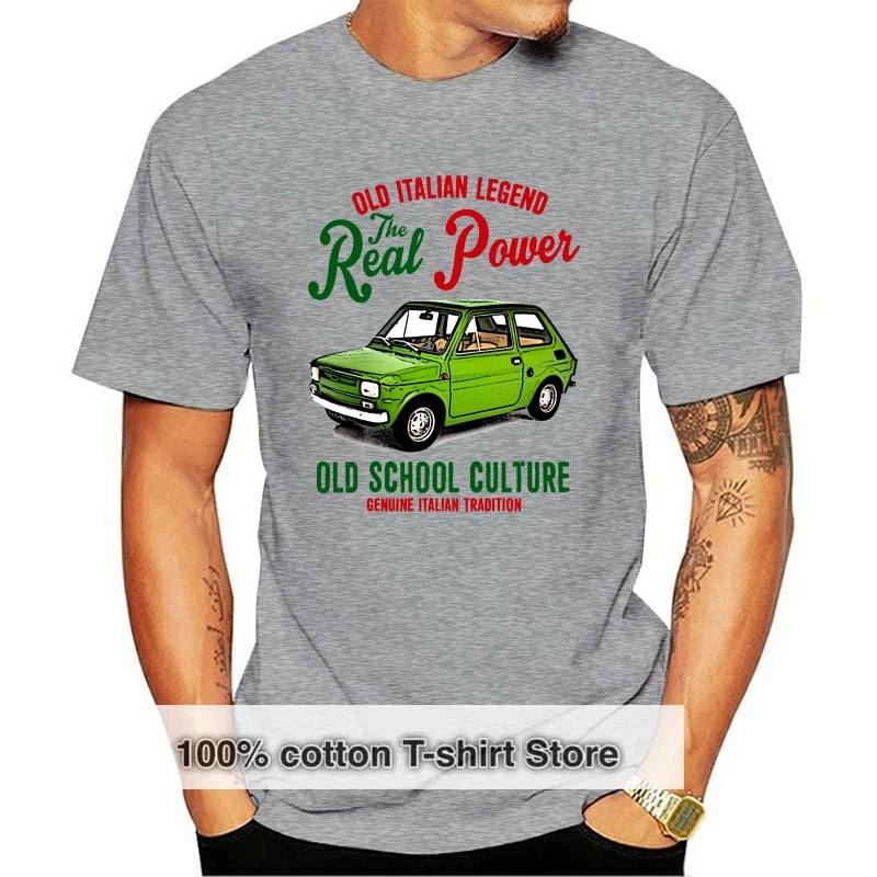 

Vintage Italian Car Fiat 126 - New Cotton T-shirt Mens Round Neck Short Sleeves Cotton T-shirt