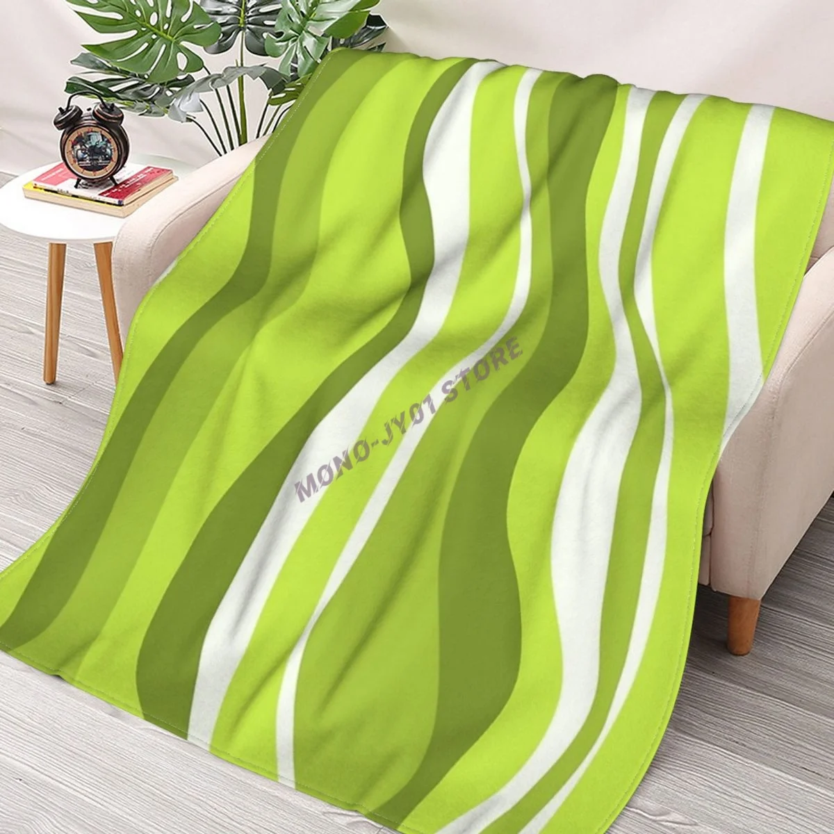 

Abstract Retro Groovy Lines Light Lime Green Throw Blanket Sherpa Blanket cover Bedding soft Blankets