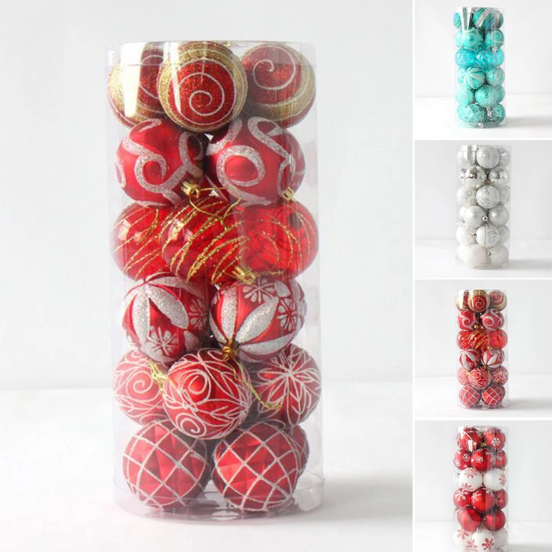 24 шт./компл. новогоднее Рождественское дерево шары украшение для окна дома