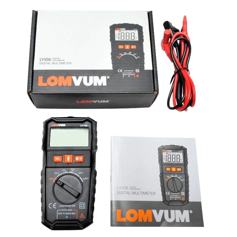 Цифровой мини мультиметр LOMVUM NCV ручной измеритель напряжения 6000 отсчетов