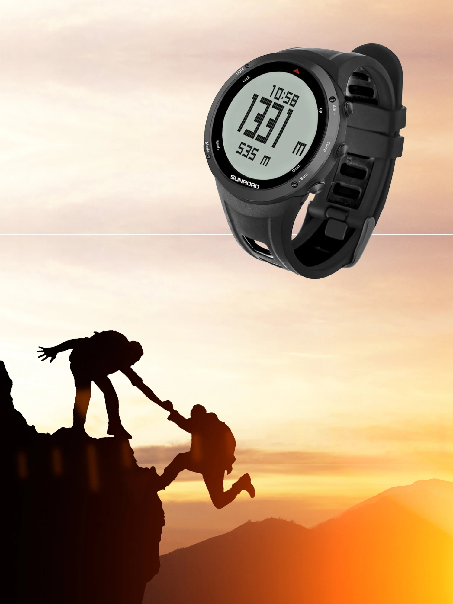 Часы SUNROAD мужские спортивные водонепроницаемые с барометром высотомером