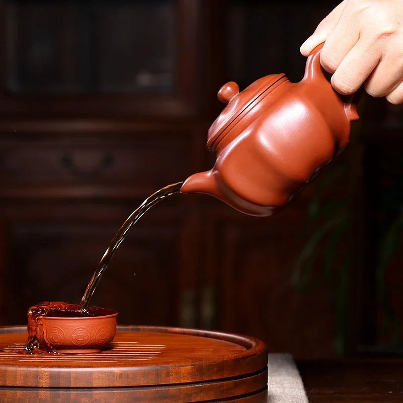 

Undressed ore red mud yixing recommended handmade tea set suit household small capacity small hand teapot