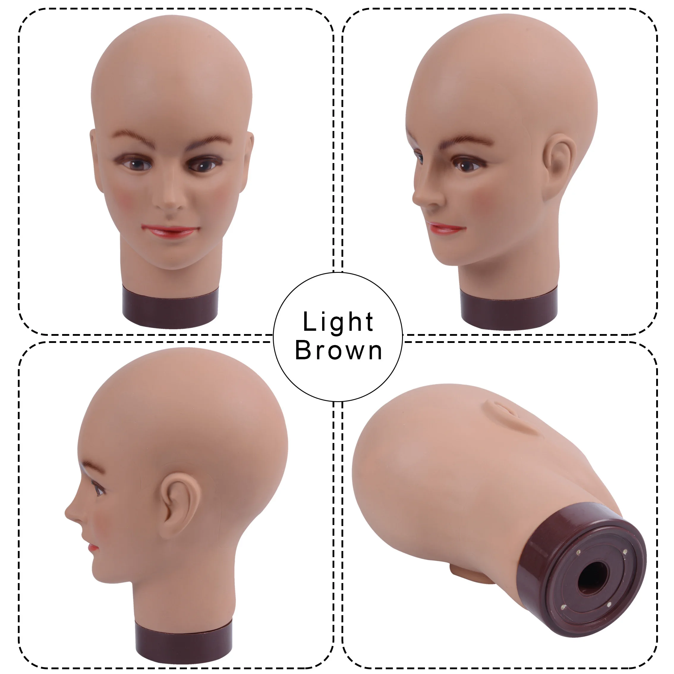 Bald Mannequin Head With Clamp Female Mannequin Head For Wig Making Hat Display Cosmetology Manikin Head For Makeup Practice
