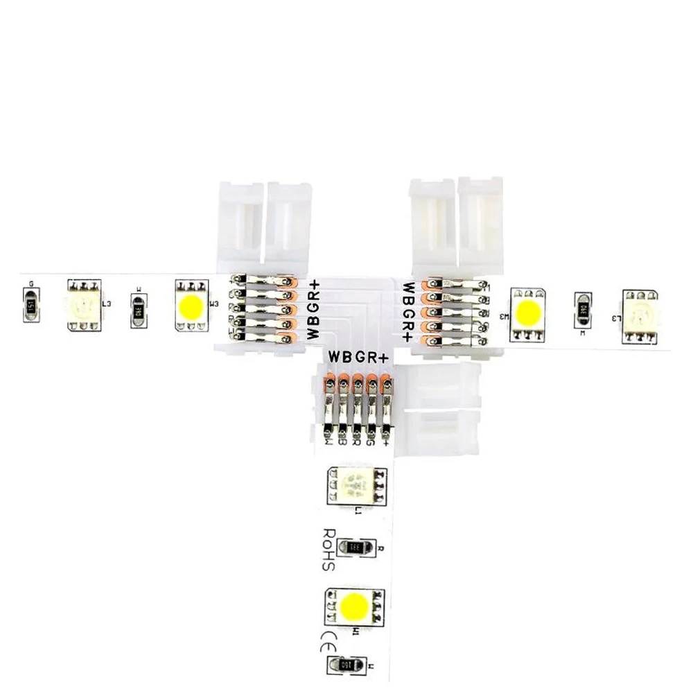 Гибкая светодиодная лента RGB/RGBW/RGB + CCT/WS2812B разъем без пайки 5 шт. 2/3/4/5/6pin L/X/T |